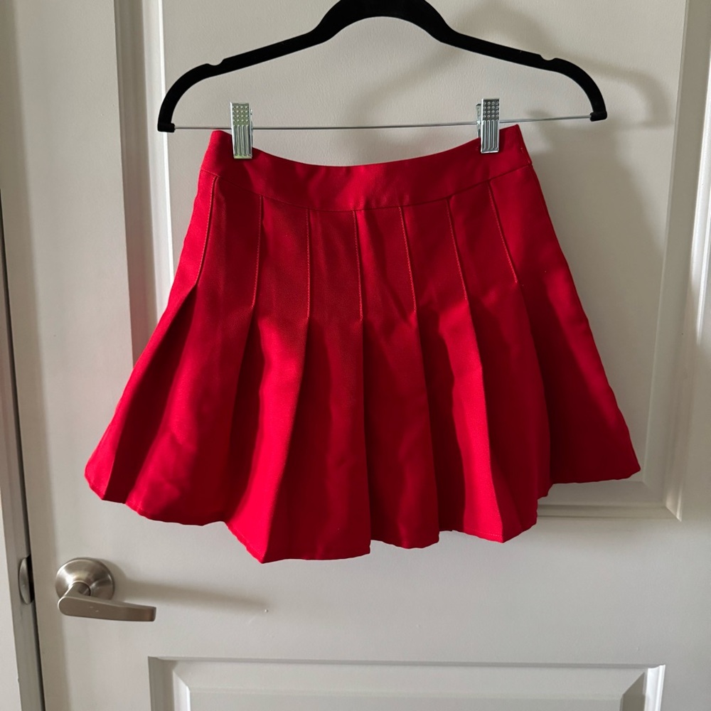 Red Pleated Skirt
